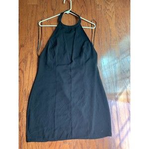 Sugar + Lips Halter Neck Cut Out Back Black Dress Size L